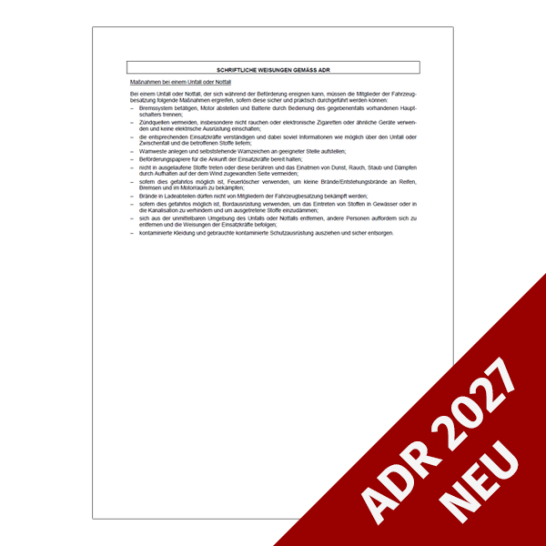 Schriftliche Weisungen ADR 2027